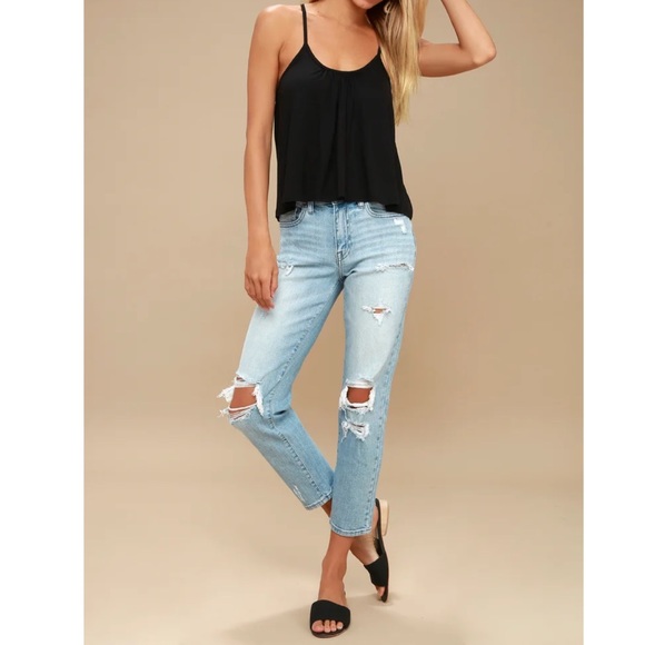 Lulu’s Tie Back Tank Strap Top black women’s M - Picture 4 of 6